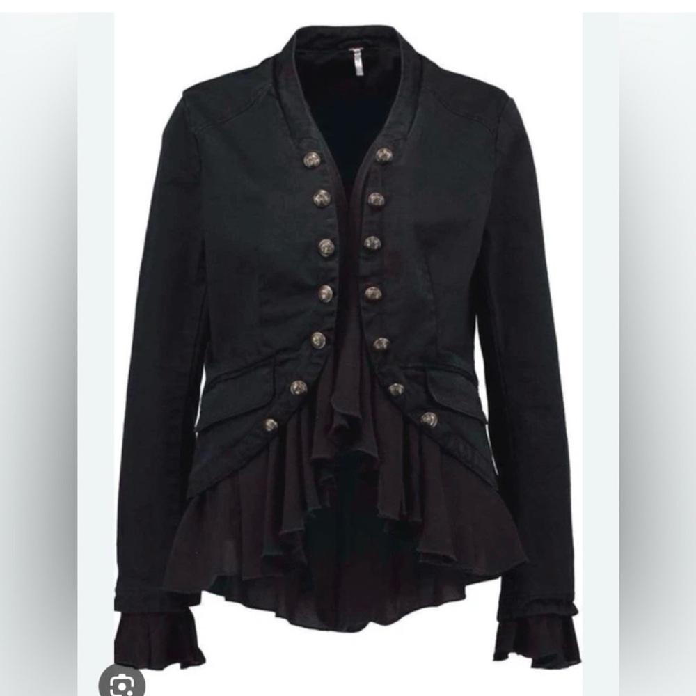 Women's Free People Ruffles Jacket. Black.